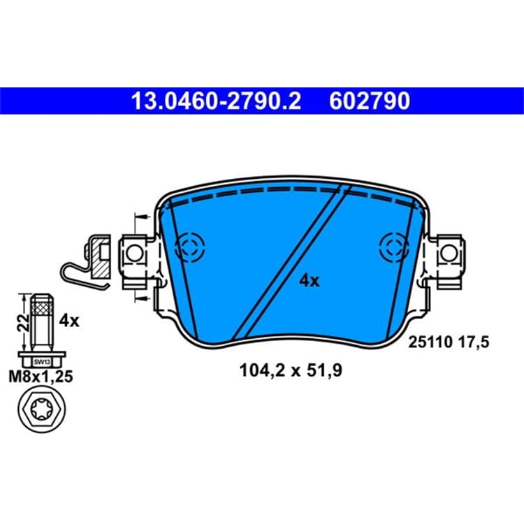 ATE Bremsbel?ge hinten Audi A1 A3 Seat Leon Skoda VW Caddy ATE Bremsbel?ge hinten Audi A1 A3 Seat Leon Skoda VW Caddy von ATE