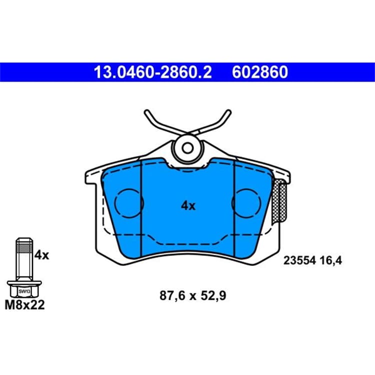 ATE Bremsbel?ge hinten Audi A4 8E ATE Bremsbel?ge hinten Audi A4 8E von ATE