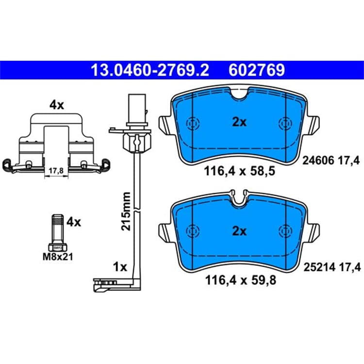 ATE Bremsbel?ge hinten Audi A6 A7 von ATE