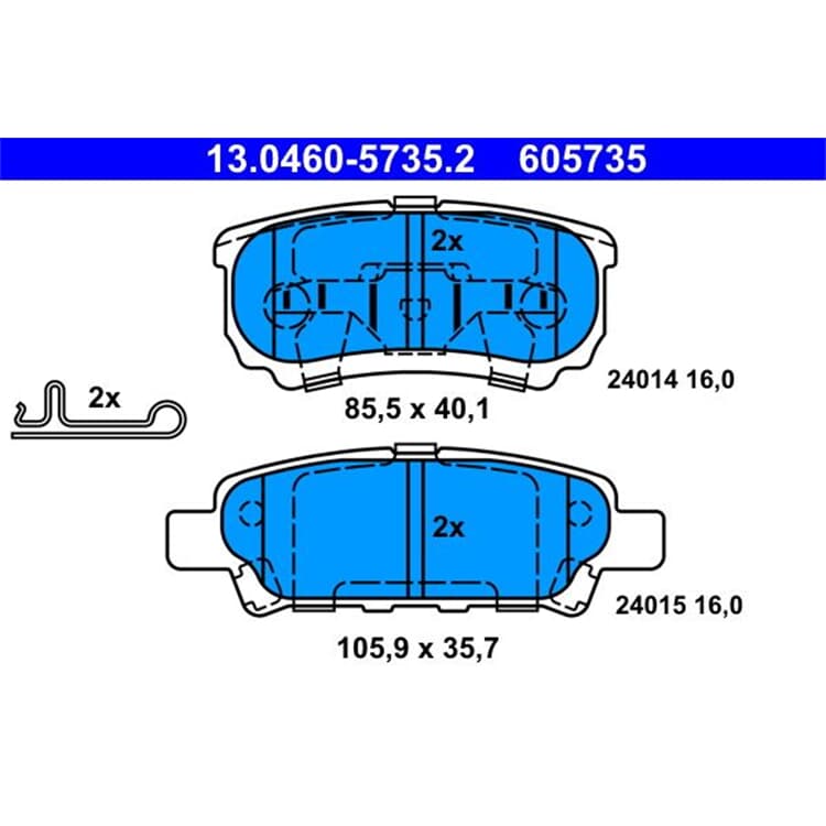 ATE Bremsbel?ge hinten Chrysler Jeep Mitsubishi ATE Bremsbel?ge hinten Chrysler Jeep Mitsubishi von ATE