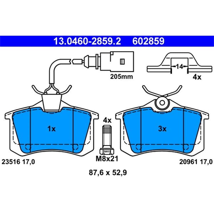 ATE Bremsbel?ge hinten Ford Galaxy Seat Alhambra VW Sharan ATE Bremsbel?ge hinten Ford Galaxy Seat Alhambra VW Sharan von ATE