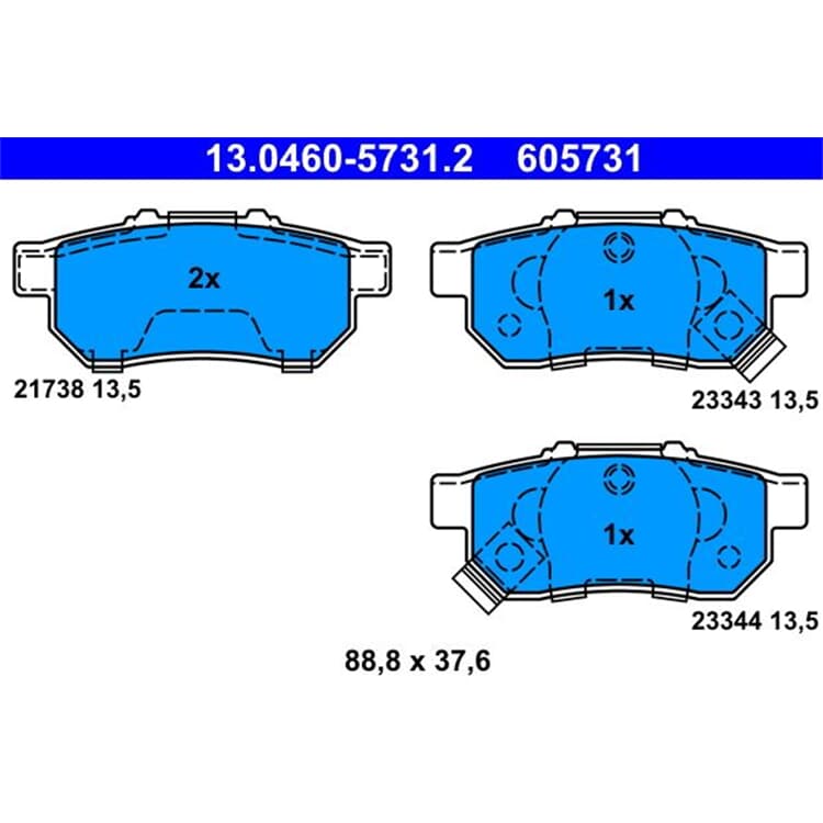 ATE Bremsbel?ge hinten Honda Civic Jazz ATE Bremsbel?ge hinten Honda Civic Jazz von ATE