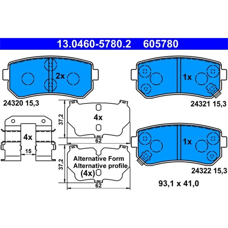 ATE Bremsbel?ge hinten Hyundai Accent I20 I30 Kia Ceed ATE Bremsbel?ge hinten Hyundai Accent I20 I30 Kia Ceed von ATE