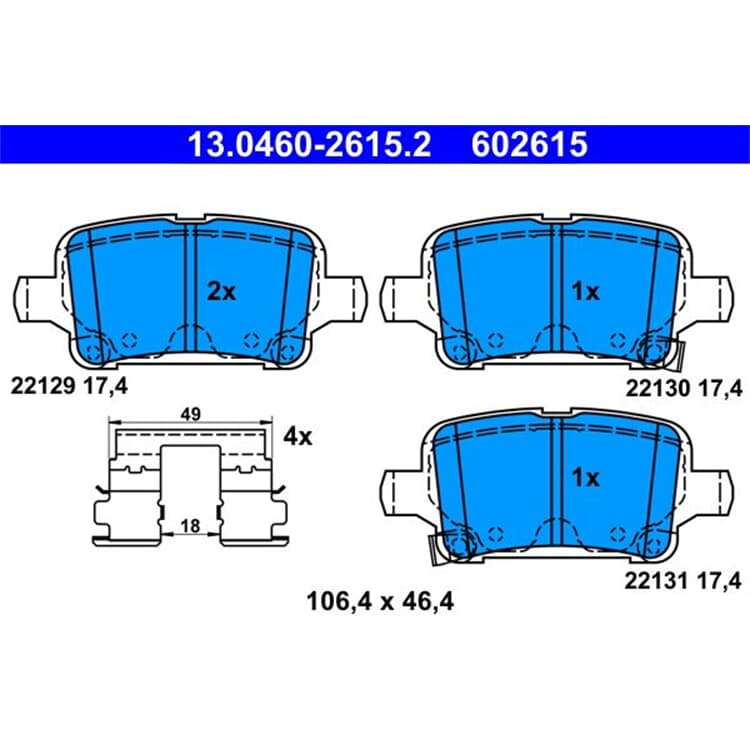 ATE Bremsbel?ge hinten Opel Astra K Insignia ATE Bremsbel?ge hinten Opel Astra K Insignia von ATE