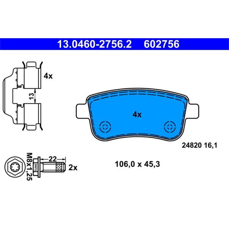 ATE Bremsbel?ge hinten Renault Fluence Megane Sc?nic ATE Bremsbel?ge hinten Renault Fluence Megane Sc?nic von ATE