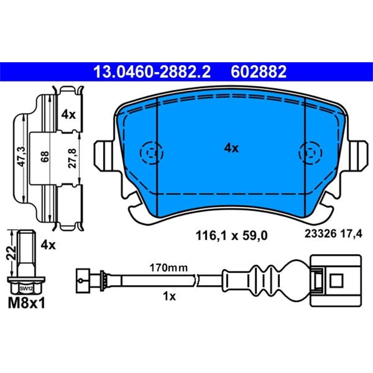 ATE Bremsbel?ge hinten VW Multivan Transporter T5 T6 von ATE