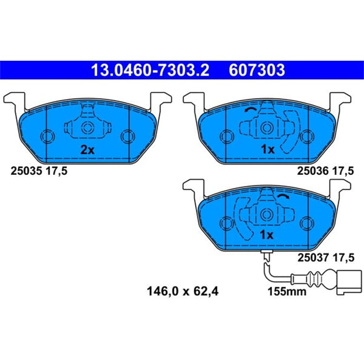 ATE Bremsbel?ge vorne Audi A3 Seat Leon Skoda Octavia VW von ATE