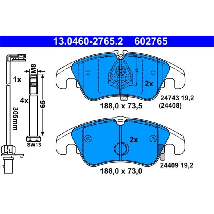 ATE Bremsbel?ge vorne Audi A6 A7 Q5 ATE Bremsbel?ge vorne Audi A6 A7 Q5 von ATE