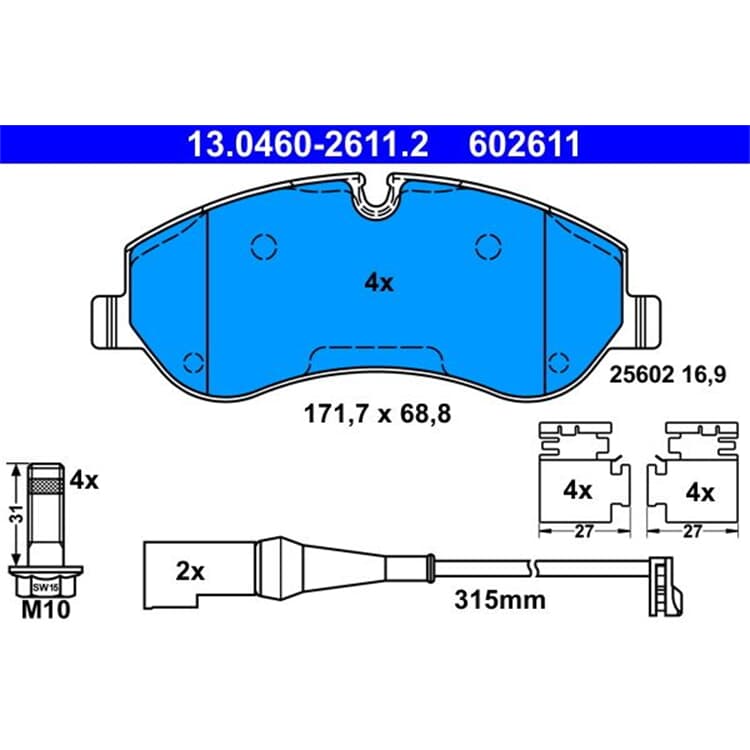 ATE Bremsbel?ge vorne Ford Tourneo Transit ATE Bremsbel?ge vorne Ford Tourneo Transit von ATE
