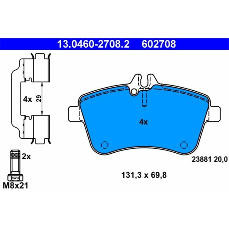 ATE Bremsbel?ge vorne Mercedes A-Klasse W169 B-Klasse W245 von ATE