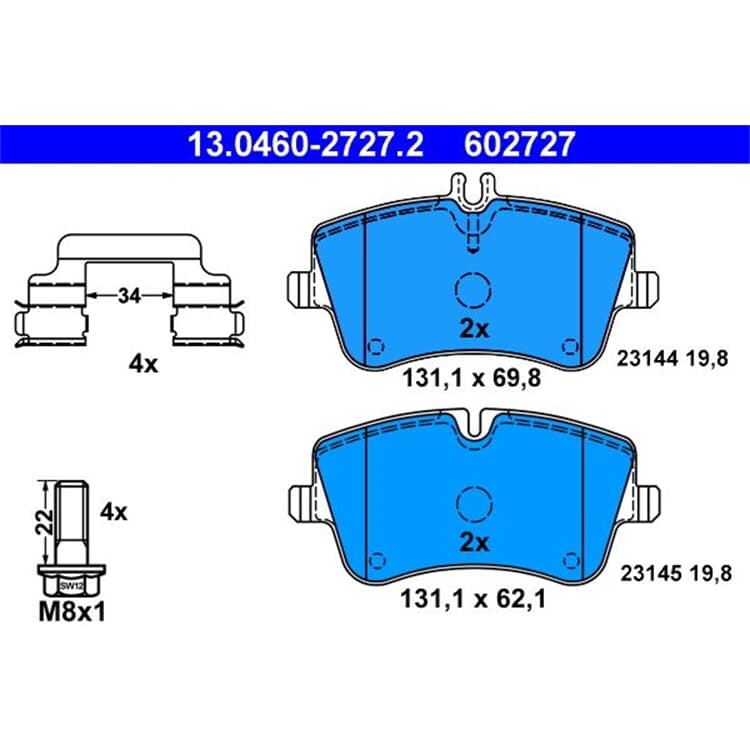 ATE Bremsbel?ge vorne Mercedes C-Klasse CLC-Klasse CLK SLK R171 ATE Bremsbel?ge vorne Mercedes C-Klasse CLC-Klasse CLK SLK R171 von ATE