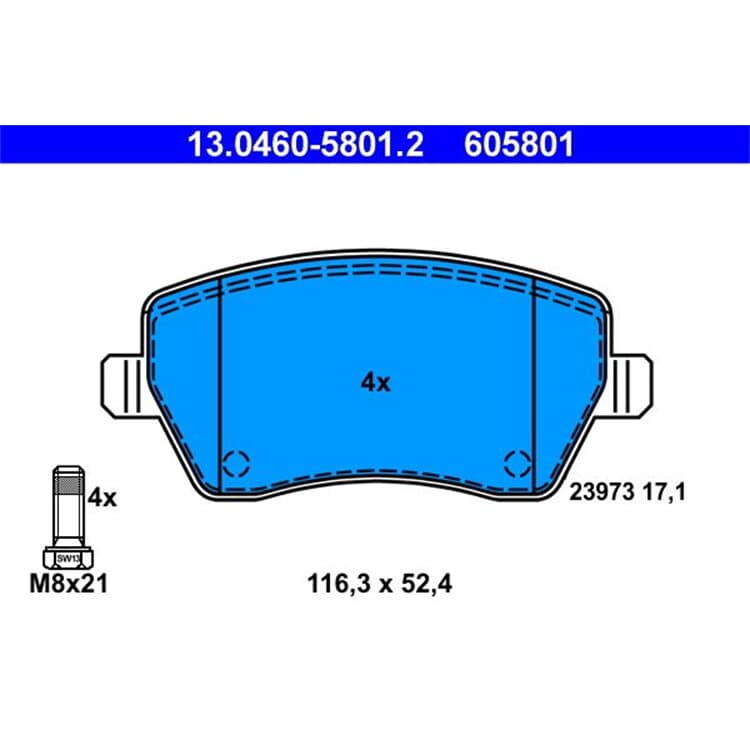 ATE Bremsbel?ge vorne Nissan Micra III C+C K12 1.0 - 1.6 16V von ATE