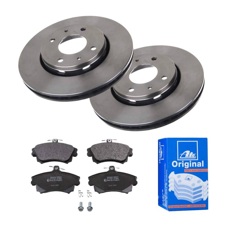 ATE Bremsen-Set 2 Bremsscheiben + Bremsbeläge Bremsensatz Einbau Vorderachse Bremsscheiben-Set Scheibenbremsen IJF1418IO8 passend für Volvo V40 645 von ATE Bundle