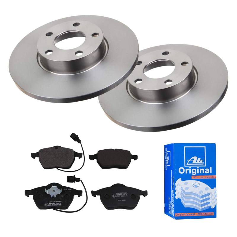 ATE Bremsen-Set 2 Bremsscheiben + Bremsbeläge Bremsensatz Einbau Vorne Bremsscheiben-Set Scheibenbremsen IJF14154A4 passend für Audi 100 100 Avant A6 von ATE Bundle