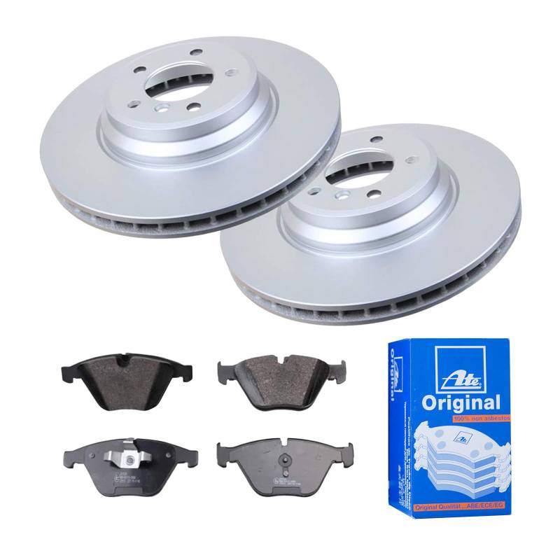 ATE Bremsen-Set 2 Bremsscheiben + Bremsbeläge Bremsensatz Einbau Vorne Bremsscheiben-Set Scheibenbremsen passend für Ihr Fahrzeug von ATE Bundle
