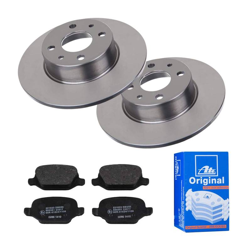 ATE Bremsen-Set 2 Bremsscheiben + Bremsbeläge Bremsensatz Ø251.5 Einbau Hinten Bremsscheiben-Set Scheibenbremsen passend für Ihr Fahrzeug von ATE Bundle