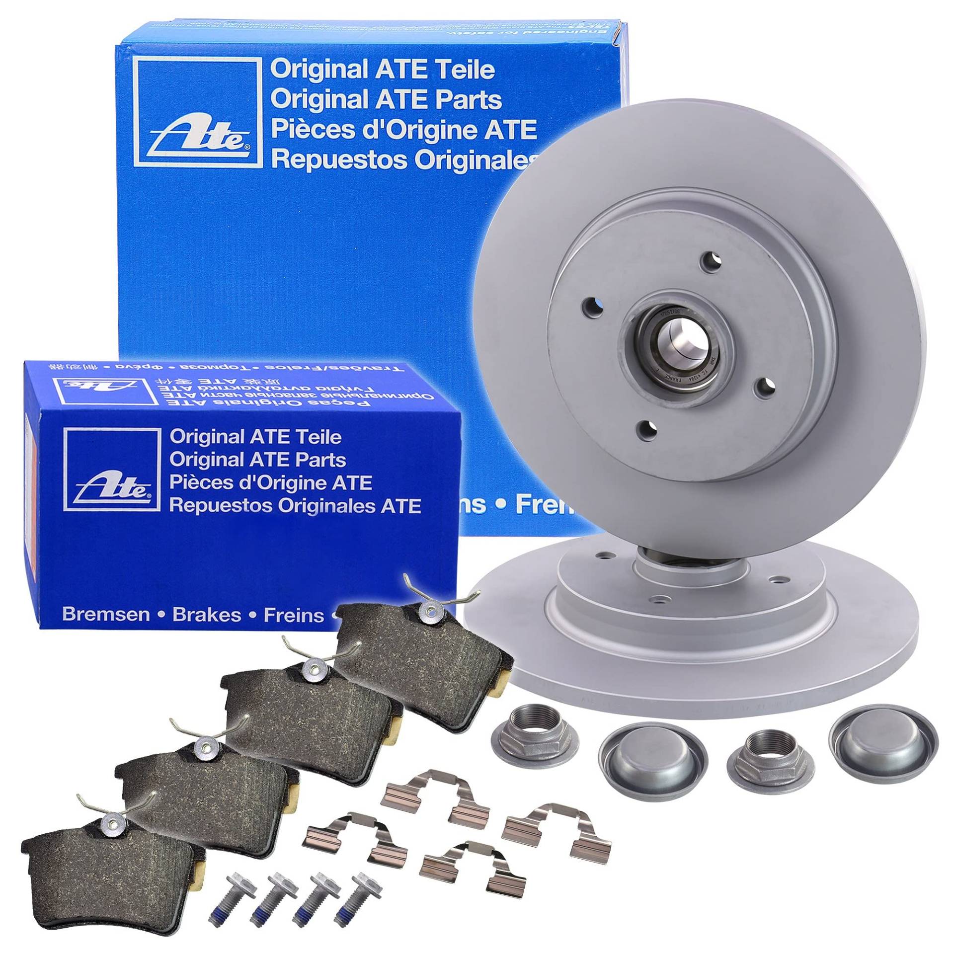 ATE Bremsenset Hinterachse inkl. Bremsscheiben hinten Ø 268 mm voll und Bremsbeläge und Radlager + ABS Sensorring Kompatibel mit CITROËN BERLINGO (B9), PEUGEOT 308 SW 1 (4E_, 4H_), PARTNER ATE Bremsenset Hinterachse inkl. Bremsscheiben hinten Ø 268 mm voll und Bremsbeläge und Radlager + ABS Sensorring Kompatibel mit CITROËN BERLINGO (B9), PEUGEOT 308 SW 1 (4E_, 4H_), PARTNER von ATE