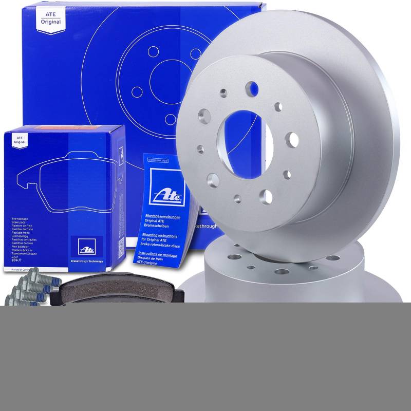 ATE Bremsenset Hinterachse inkl. Bremsscheiben hinten Ø 280 mm voll und Bremsbeläge hinten Kompatibel mit CITROËN JUMPER 2, FIAT DUCATO (250_), PEUGEOT BOXER Bus, BOXER Kasten, BOXER Pritsche von ATE