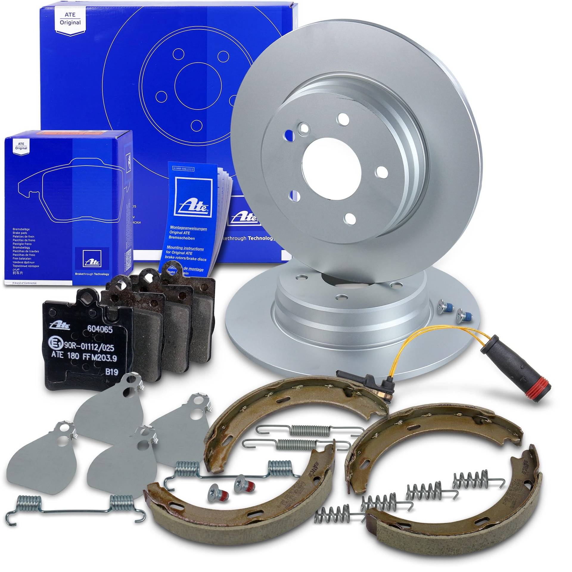 ATE Bremsenset Hinterachse inkl. Bremsscheiben hinten Ø 290 mm voll und Bremsbeläge hinten + Verschleißkontakt Kompatibel mit MERCEDES C-Klasse, CLC, CLK, SLK ATE Bremsenset Hinterachse inkl. Bremsscheiben hinten Ø 290 mm voll und Bremsbeläge hinten + Verschleißkontakt Kompatibel mit MERCEDES C-Klasse, CLC, CLK, SLK von Homry