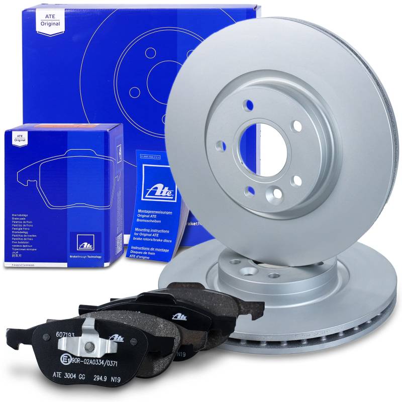 ATE Bremsenset Vorderachse inkl. Bremsscheiben vorne Ø 300 mm belüftet und Bremsbeläge vorne Kompatibel mit FORD C-MAX, FOCUS Mk2, Mk3, GRAND C-MAX, KUGA, TOURNEO CONNECT, VOLVO von ATE