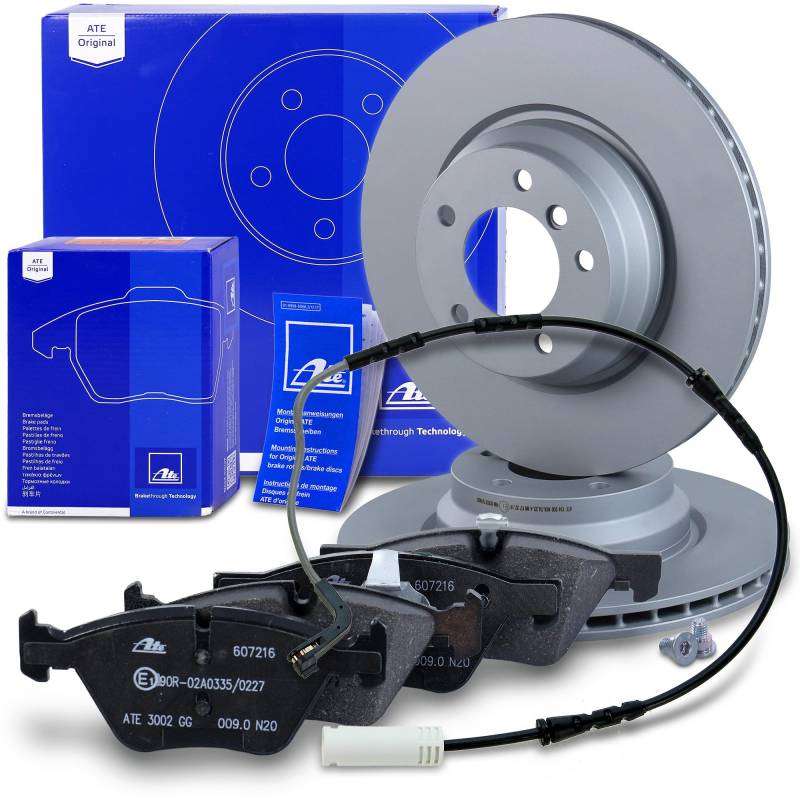 ATE Bremsenset Vorderachse inkl. Bremsscheiben vorne Ø 330 mm belüftet und Bremsbeläge vorne + Verschleißkontakt Kompatibel mit BMW 1er, 1er Cabriolet (E88), 1er Coupe (E82), 3er von ATE