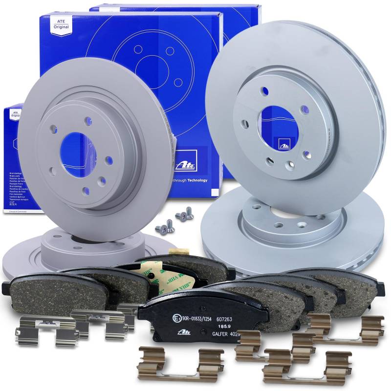 ATE Bremsenset inkl. Bremsscheiben Ø 300 mm vorne belüftet + hinten Ø 292 mm voll und Bremsbeläge vorne + hinten Kompatibel mit CHEVROLET CRUZE, ORLANDO, VOLT, OPEL AMPERA, ASTRA J, ZAFIRA TOURER C von ATE