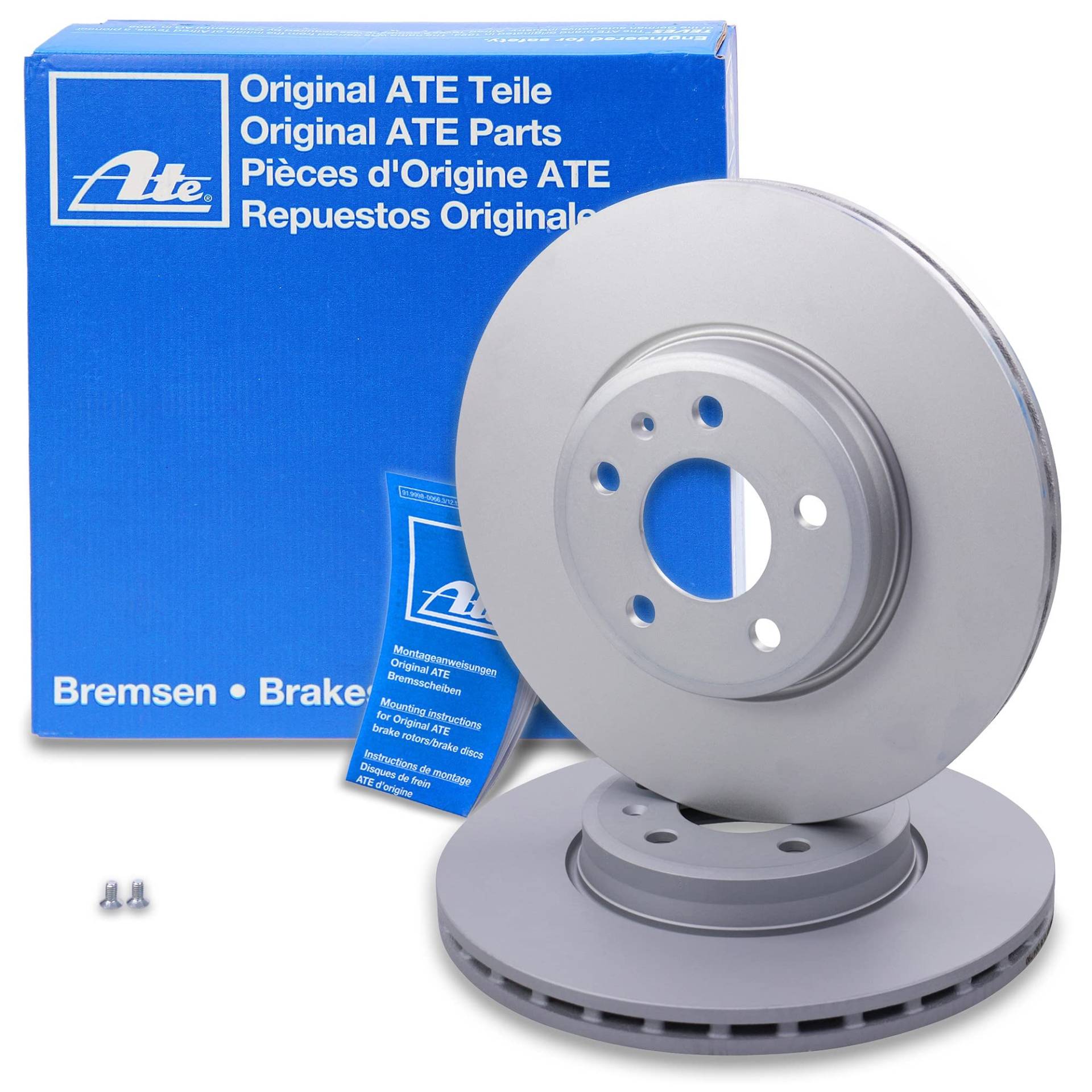 ATE Bremsenset inkl. Bremsscheiben vorne Ø 314 mm + hinten und Ceramic Bremsbeläge vorne + hinten und Verschleißkontakt Kompatibel mit AUDI A4, A5 (8T3), A5 Cabriolet (8F7), A5 Sportback (8TA) von ATE