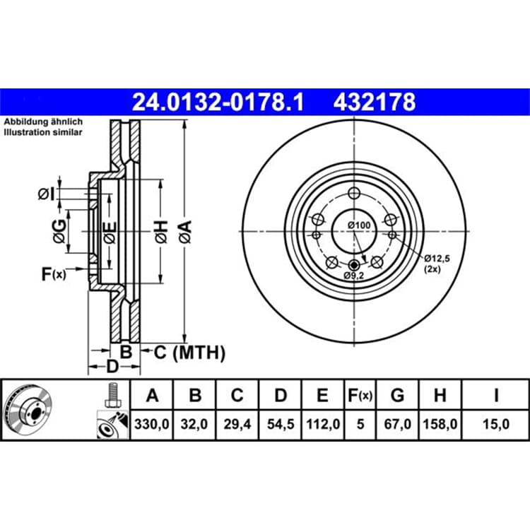 ATE Bremsscheibe 24.0132-0178.1 24.0132-0178.1 ATE Bremsscheibe 24.0132-0178.1 24.0132-0178.1 von ATE