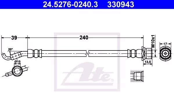 ATE Bremsschläuche TOYOTA 24.5276-0240.3 9094702E85 Bremsschlauch ATE Bremsschläuche TOYOTA 24.5276-0240.3 9094702E85 Bremsschlauch von ATE
