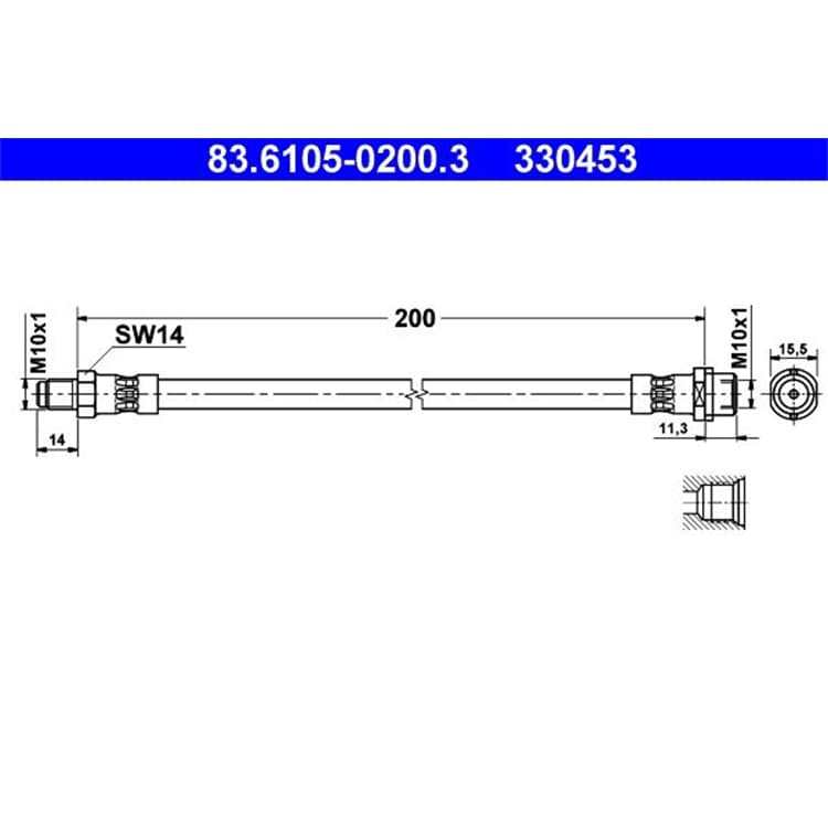 ATE Bremsschlauch hinten Audi A4 Avant B5 1.6-2.8 L ATE Bremsschlauch hinten Audi A4 Avant B5 1.6-2.8 L von ATE