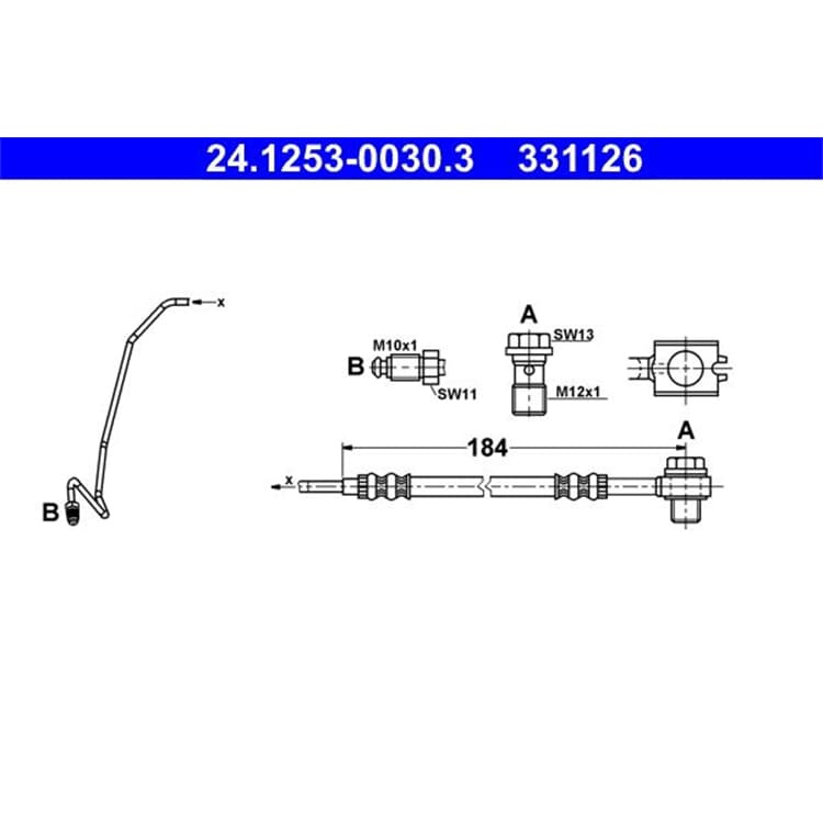 ATE Bremsschlauch hinten links am Sattel Audi A6 Skoda Superb VW Passat von ATE