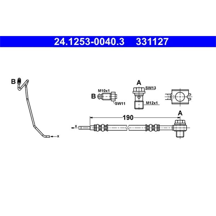 ATE Bremsschlauch hinten rechts am Sattel Audi A6 Skoda Superb VW Passat ATE Bremsschlauch hinten rechts am Sattel Audi A6 Skoda Superb VW Passat von ATE