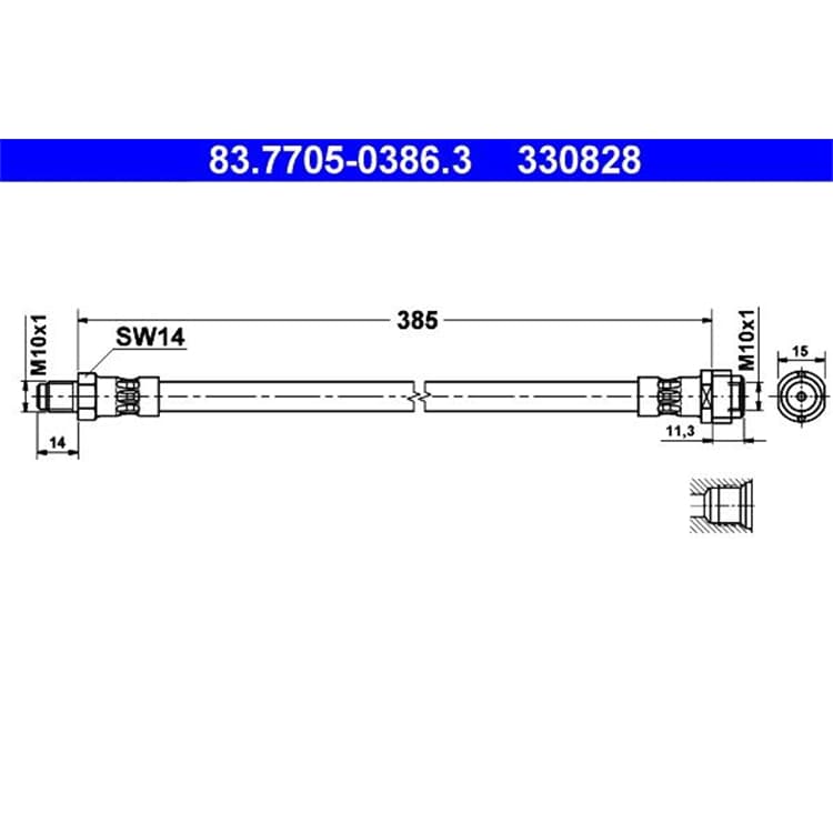 ATE Bremsschlauch vorne Mercedes C-Klasse Clc-Klasse Clk E-Klasse Slc Slk ATE Bremsschlauch vorne Mercedes C-Klasse Clc-Klasse Clk E-Klasse Slc Slk von ATE