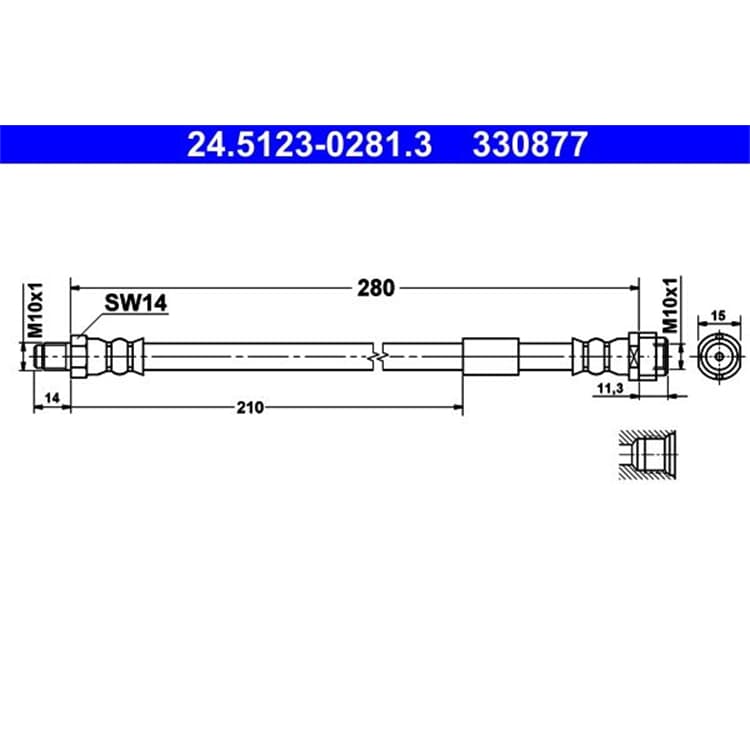 ATE Bremsschlauch vorne Mercedes SL C-Klasse E-Klasse S-Klasse SLK CLK ATE Bremsschlauch vorne Mercedes SL C-Klasse E-Klasse S-Klasse SLK CLK von ATE