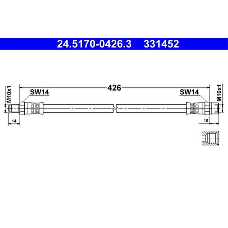 ATE Bremsschlauch vorne Mercedes T1 Bus Heckflosse W110 /8 W115 von ATE