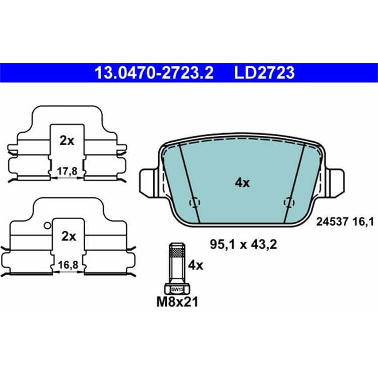 ATE Ceramic Bremsbel?ge hinten Ford Focus Galaxy Kuga Mondeo S-Max von ATE