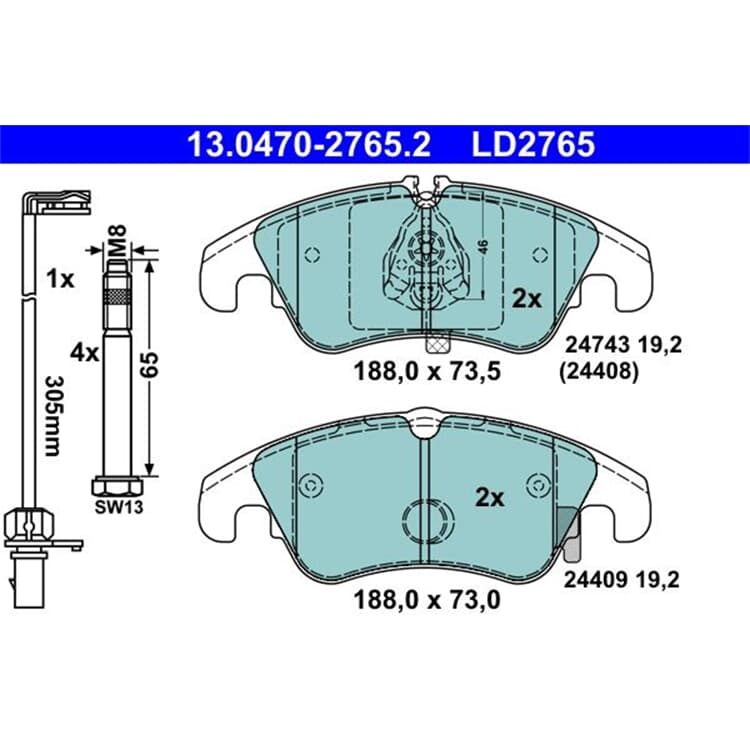 ATE Ceramic Bremsbel?ge vorne Audi A6 A7 Q5 ATE Ceramic Bremsbel?ge vorne Audi A6 A7 Q5 von ATE
