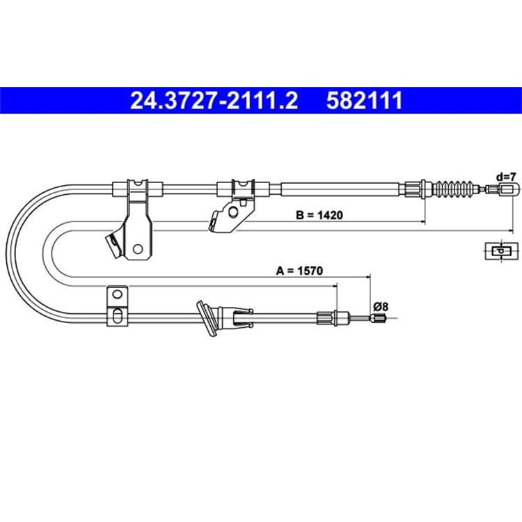 ATE Handbremsseil hinten rechts Mitsubishi Colt ATE Handbremsseil hinten rechts Mitsubishi Colt von ATE