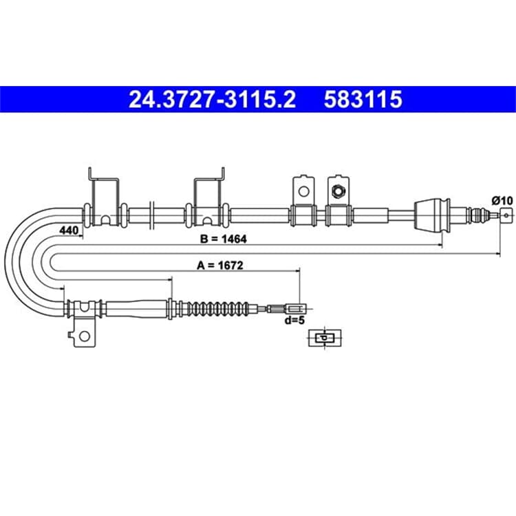 ATE Handbremsseil hinten Hyundai Elantra I30 ATE Handbremsseil hinten Hyundai Elantra I30 von ATE