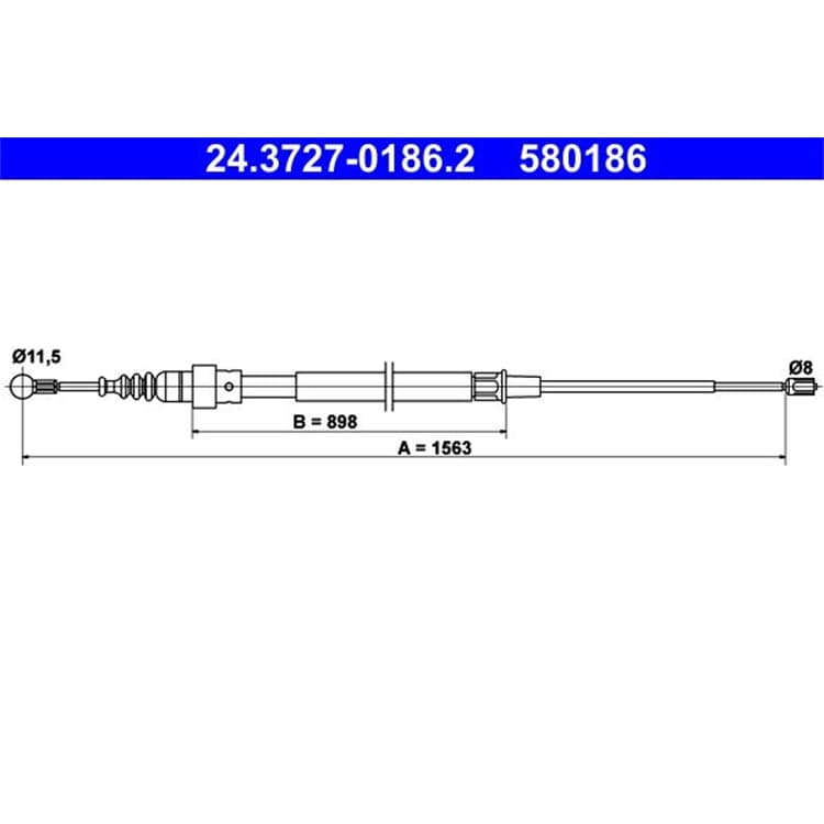 ATE Handbremsseil hinten L?nge 1563 VW Touran 1T1 1T2 1T3 ATE Handbremsseil hinten L?nge 1563 VW Touran 1T1 1T2 1T3 von ATE