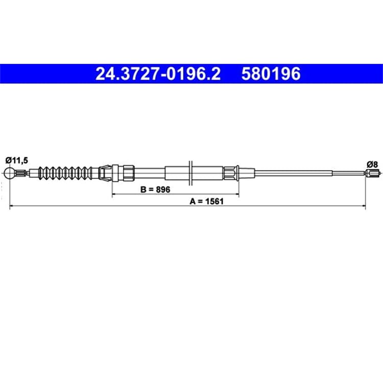 ATE Handbremsseil hinten L?nge 1561 VW Touran 1T1 1T2 1T3 1,4 1,6 1,9 2,0 ATE Handbremsseil hinten L?nge 1561 VW Touran 1T1 1T2 1T3 1,4 1,6 1,9 2,0 von ATE