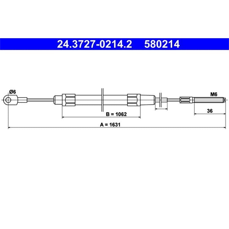 ATE Handbremsseil hinten L?nge 1631 BMW 3er E36 + Cabrio Kombi von ATE