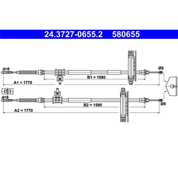 ATE Handbremsseil hinten L?nge 1770 Ford Focus DAW DBW DFW DNW von ATE