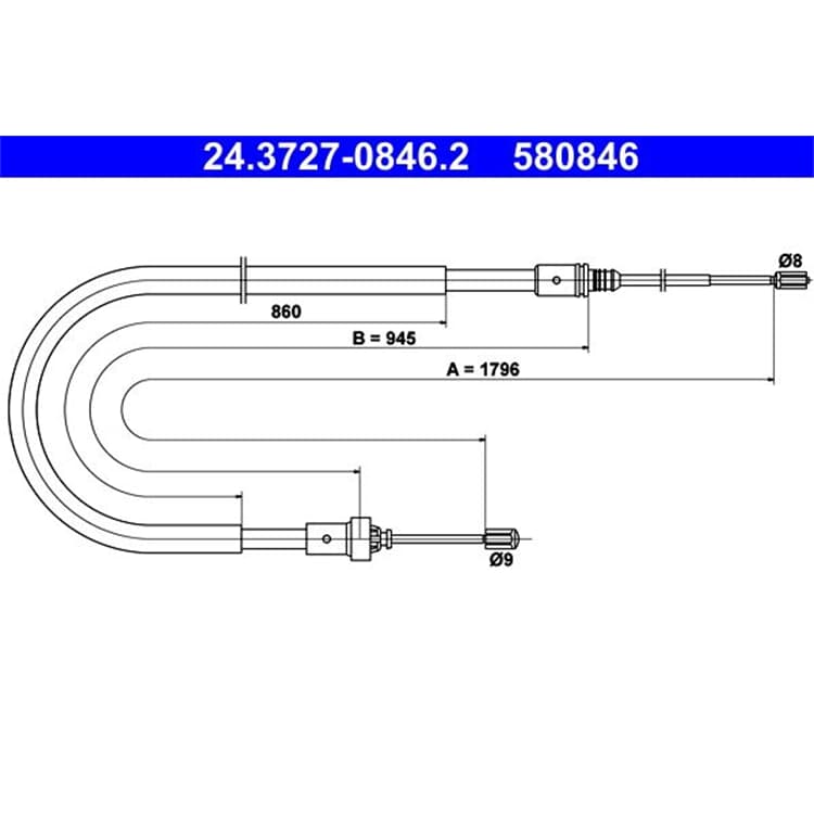 ATE Handbremsseil hinten L?nge 1796 Peugeot 207 1,4 1,6 Schr?gheck Kombi ATE Handbremsseil hinten L?nge 1796 Peugeot 207 1,4 1,6 Schr?gheck Kombi von ATE