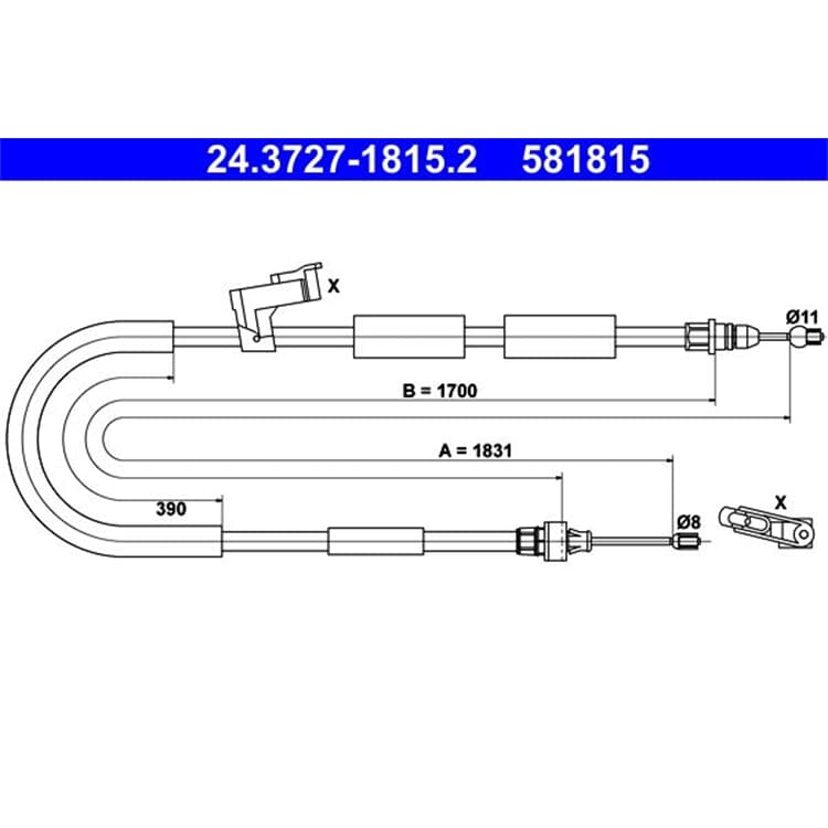 ATE Handbremsseil hinten Mazda 3 ATE Handbremsseil hinten Mazda 3 von ATE