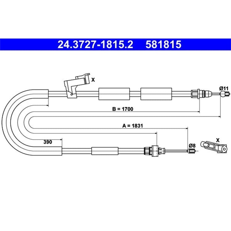 ATE Handbremsseil hinten Mazda 3 von ATE