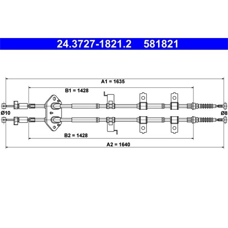 ATE Handbremsseil hinten Mazda 6 Hatchback Stufenheck ATE Handbremsseil hinten Mazda 6 Hatchback Stufenheck von ATE