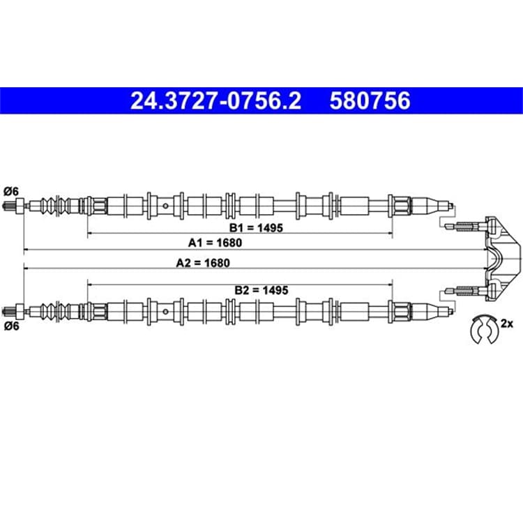 ATE Handbremsseil hinten Opel Zafira B ATE Handbremsseil hinten Opel Zafira B von ATE