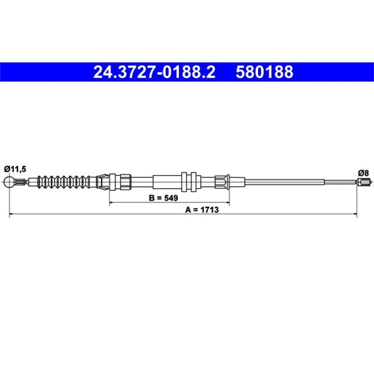 ATE Handbremsseil hinten VW Caddy ATE Handbremsseil hinten VW Caddy von ATE
