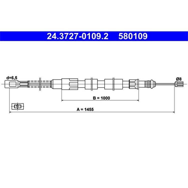 ATE Handbremsseil hinten VW Transporter T2 ATE Handbremsseil hinten VW Transporter T2 von ATE